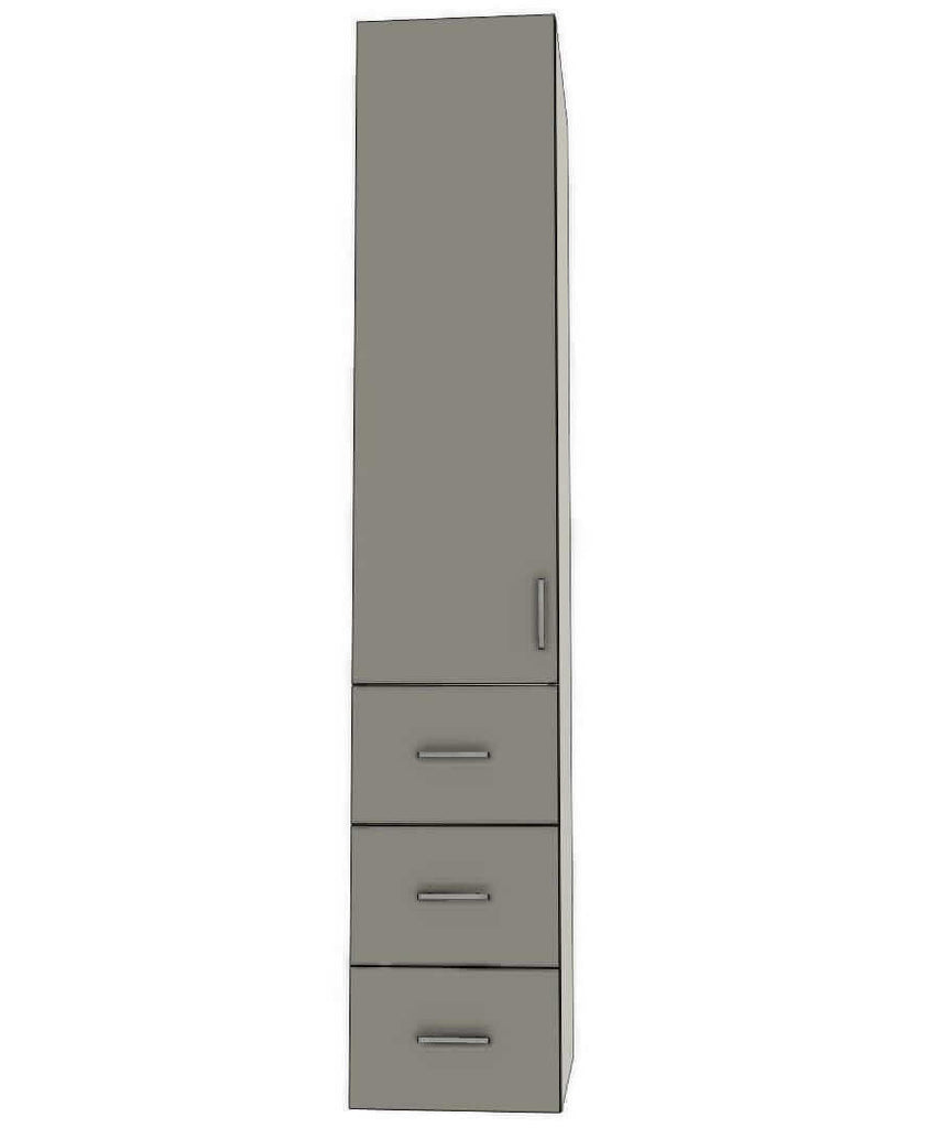 Retrofit Doors for IKEA - 15" x 80" Tall Cabinets - 3 Drawers (10-10-10), 1 Door